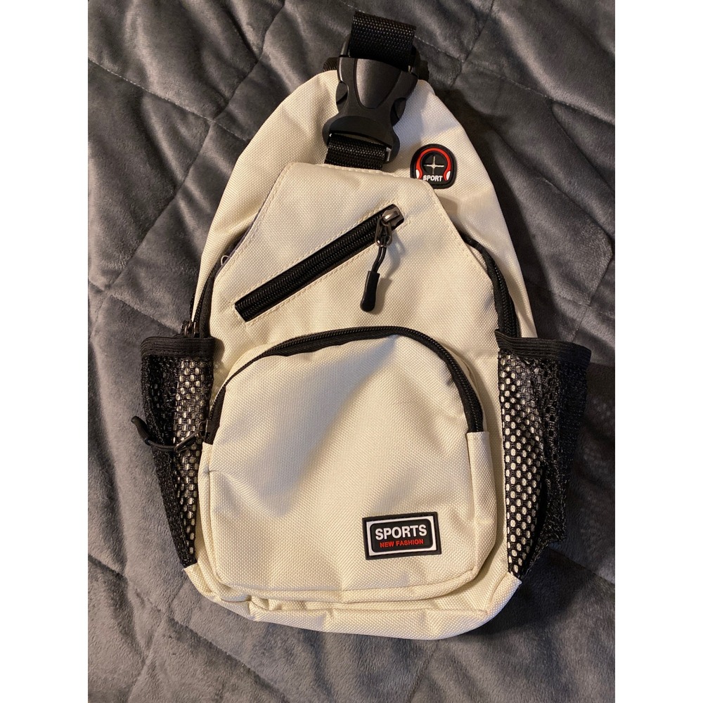Sports New Fashion Cream Canvas Sling Bag Crossbody Tactical Chest Pack 0659